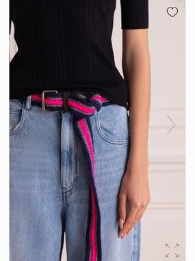Philosophy Belt with Bright Pink & Gray Stripes